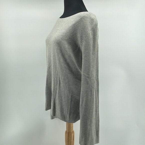 Aritzia Babaton Kitano Sweater Heathered linen wool blend cream grey sz m - Picture 8 of 11
